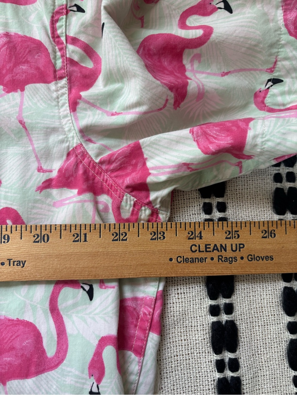 Artistry in Motion Flamingo Print Button Up Slim Fit Shirt Tropical Pink XL - Picture 8 of 10